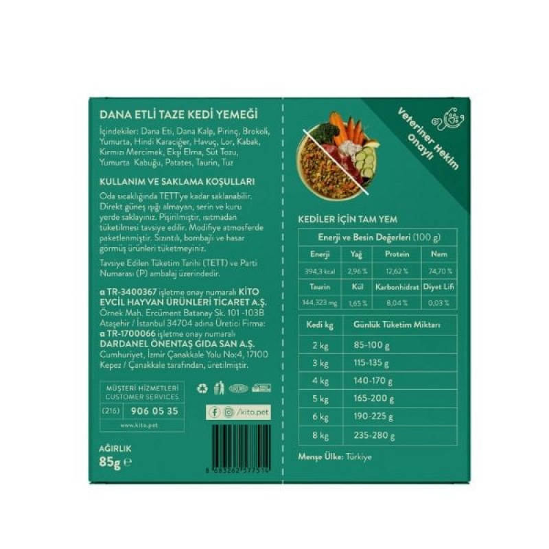 Kito 85 Gr Hipoalerjenik Taze Dana | Hipoalerjenik Kedi Yaş Maması