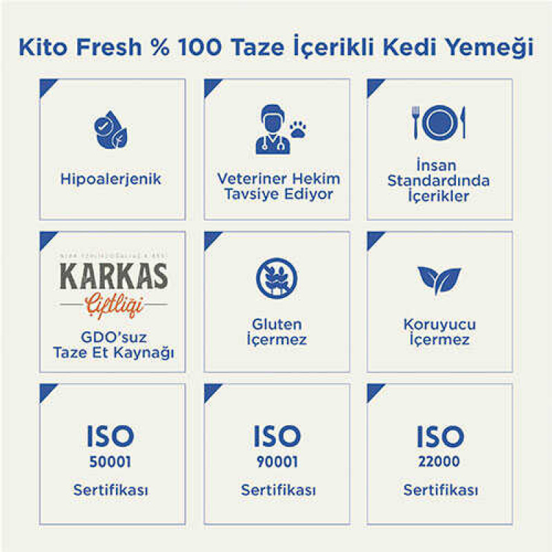 Kito Fresh Tavuk Etli Hipoalerjenik Taze Kedi Yemeği 80 Gr