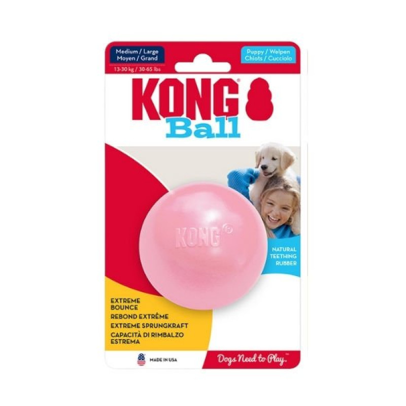 Kong 7.5 Cm Delikli Top Yavru Köpek Oyuncağı Medium/Large Mavi/Pembe 
