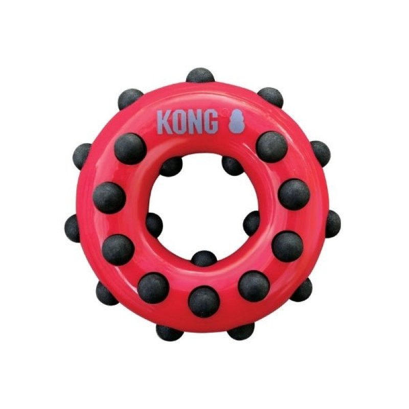 Kong Dotz 15 Cm Halka Sesli Köpek Oyuncağı Large Siyah/Kırmızı 