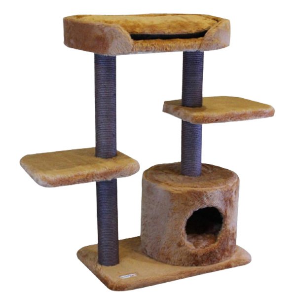 Kralle 35x40x95h Cm Yuvalı Tırmalama ve Oyun Evi Açık Kahve | Tırmalama Tahtalı Kedi Evi