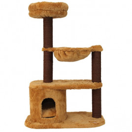 40x60x110h Cm Yuvalı Tırmalama ve Oyun Evi Açık Kahve | Tırmalama Tahtalı Kedi Evi