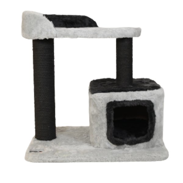Kralle 40x60x60h Cm Yuvalı Tırmalama ve Oyun Evi Açık Gri | Tırmalama Tahtalı Kedi Evi