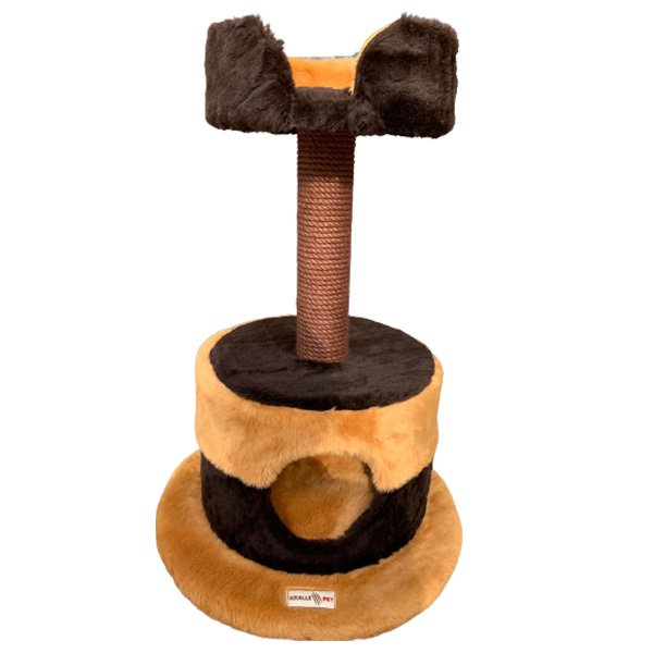 Kralle 47x47X87h Cm Yuvalı Tırmalama ve Oyun Evi Kahve | Tırmalama Tahtalı Kedi Evi