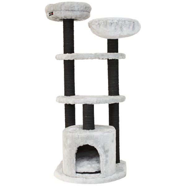 Kralle 55x45x126h Cm Yuvalı Tırmalama ve Oyun Evi Gri | Tırmalama Tahtalı Kedi Evi
