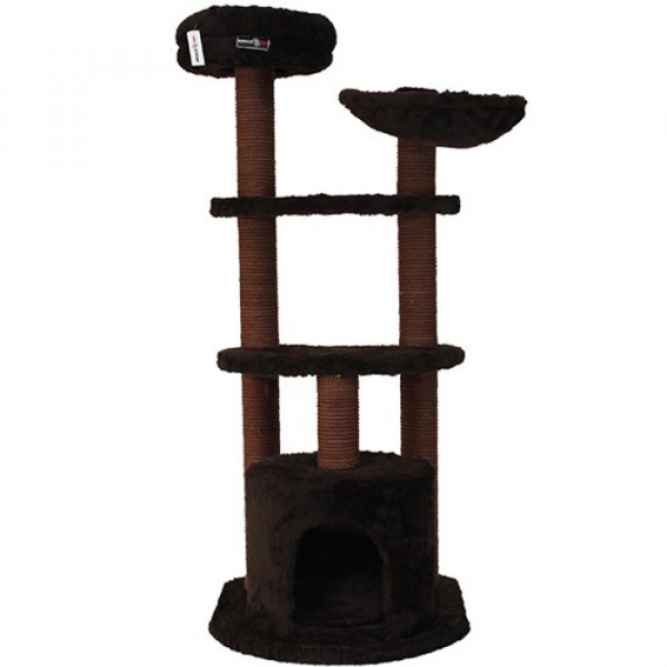 Kralle 55x45x126h Cm Yuvalı Tırmalama ve Oyun Evi Kahve | Tırmalama Tahtalı Kedi Evi