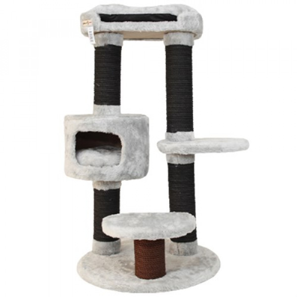 Kralle 60x60x112h Cm Yuvalı Tırmalama ve Oyun Evi Açık Gri | Tırmalama Tahtalı Kedi Evi