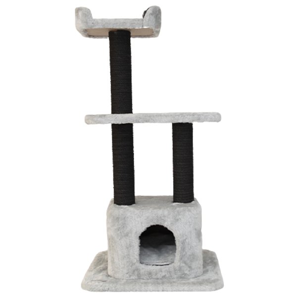 Kralle 60x60x125 Cm Yuvalı Tırmalama ve Oyun Evi Antrasit Gri | Tırmalama Tahtalı Kedi Evi