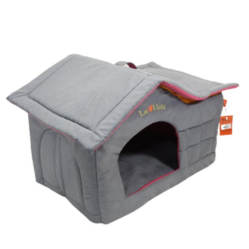 Lavista Çatılı Ev Gri Kadife İç Mekan | Köpek Çadırı Lavista Çatılı Ev Gri Kadife İç Mekan | Köpek Çadırı