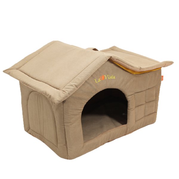 Lavista Çatılı Ev Sütlü Kahve Kadife İç Mekan | Kedi Evi