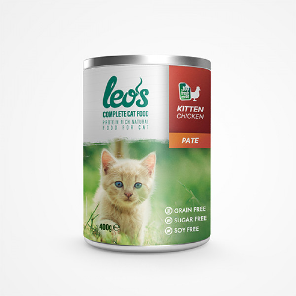 Leo's 24 Adet Kitten Pate Chicken 400 Gr | Yavru Kedi Maması