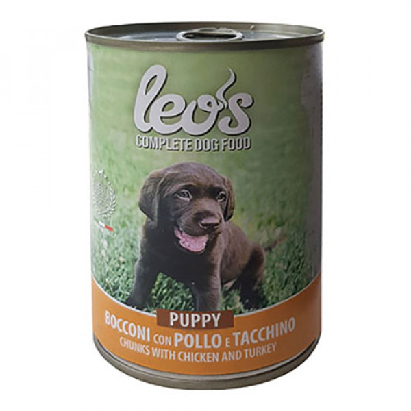 Leo's 6 Adet Puppy Chunks with Chicken & Turkey 415 Gr | Tavru Köpek Konservesi