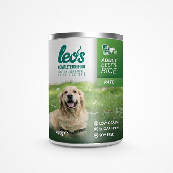 Leo's 6 Adet Adult Pate Beef & Rice 400 Gr | Yaşlı Köpek Konserve Maması