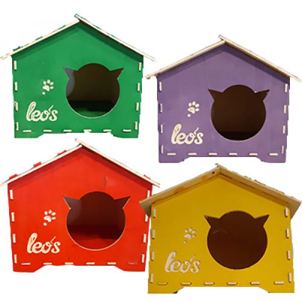 Leos Ahşap Kedi Yuvası Kırmızı | Kedi Evi