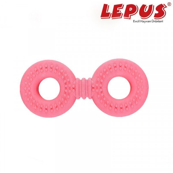 Lepus 12x6h cm Ağız ve Diş Sağlığı İçin İkili Halka Oyuncak Fuşya | Köpek Çiğneme