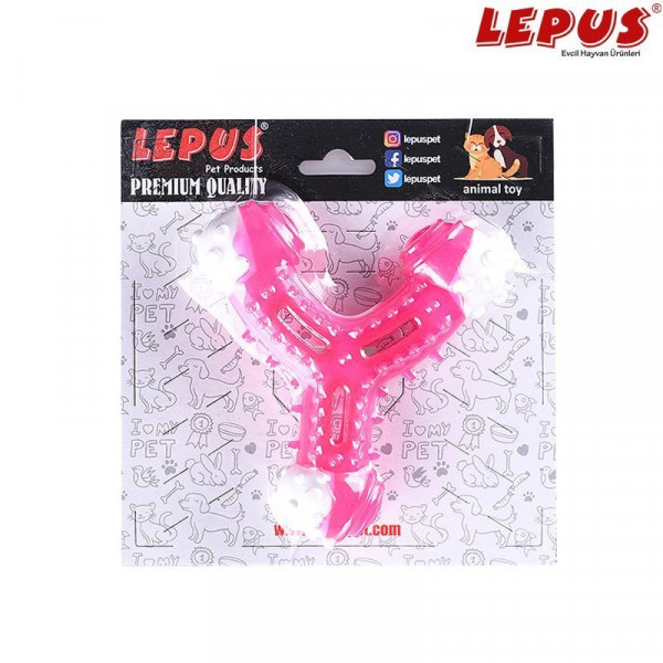 Lepus 13x7h cm Ağız ve Diş Sağlığı İçin Sapan Oyuncak Pembe | Köpek Çiğneme