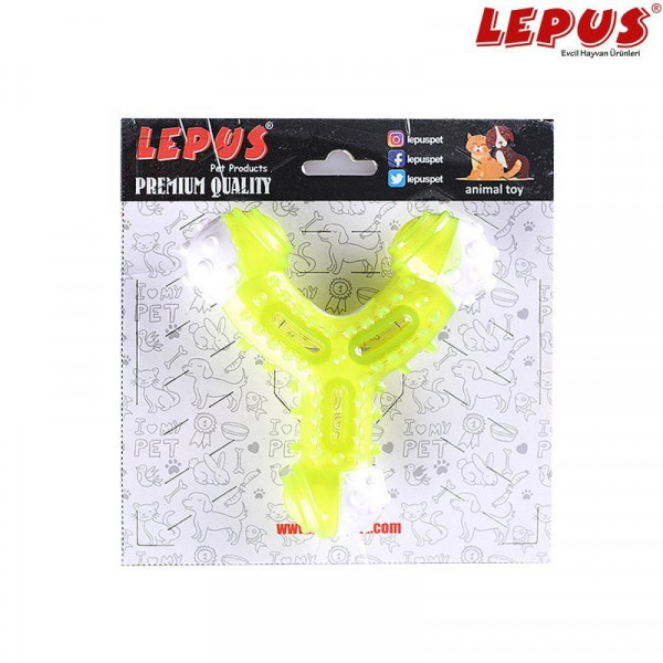 Lepus 13x7h cm Ağız ve Diş Sağlığı İçin Sapan Oyuncak Sarı | Köpek Çiğneme
