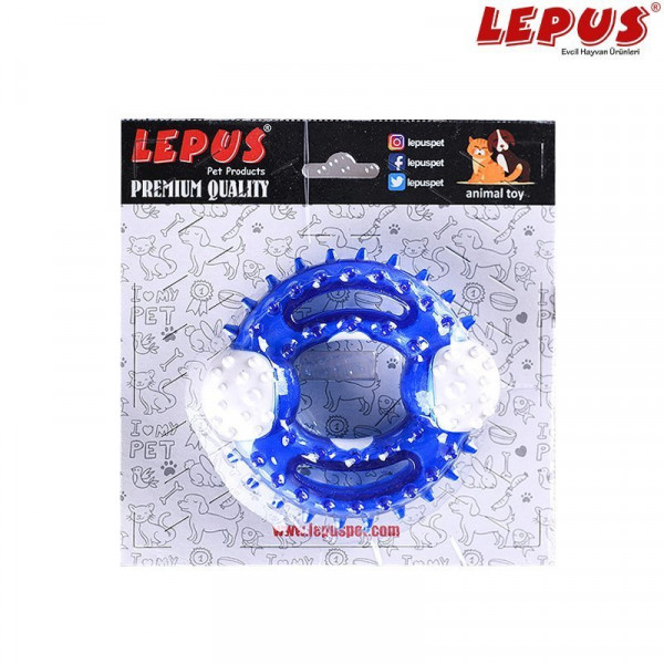 Lepus 13x7h cm Ağız ve Diş Sağlığı İçin Yuvarlak Oyuncak Mavi | Köpek Çiğneme
