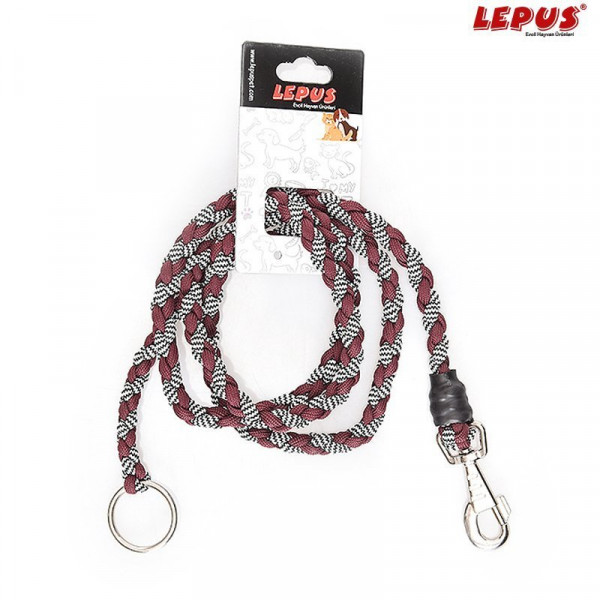 Lepus 140 cm Örgü Gezdirme Kayışı Bordo | Köpek Gezdirme Tasması