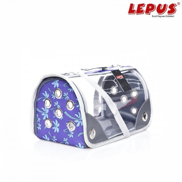 Lepus 25x40x25h cm Şeffaf Fly Bag Palmiye Mor M | Köpek Taşıma Çantası Ve Kafes