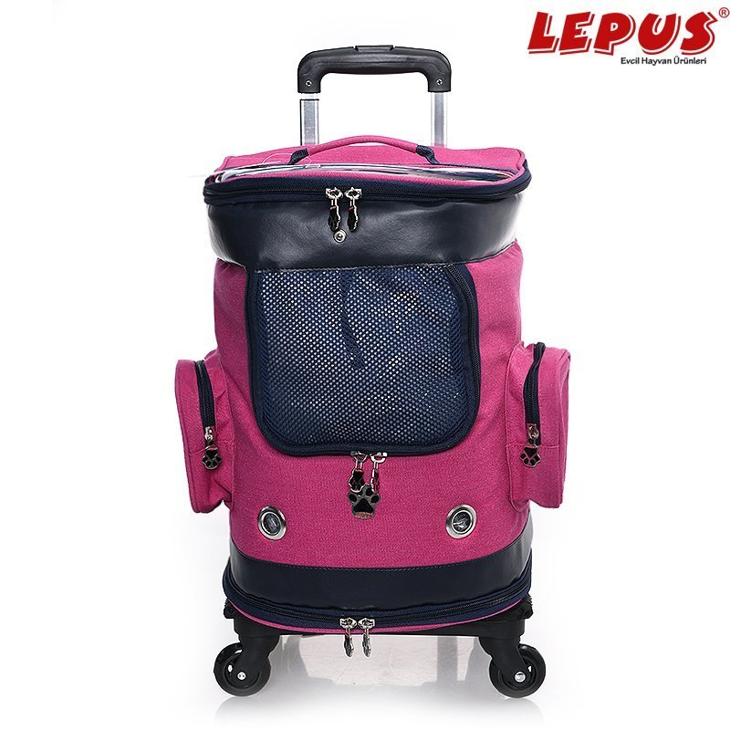 Lepus 30x30x50h cm Tekerlekli Kanvas Çanta Pembe | Kedi Taşıma Çantası Lepus 30x30x50h cm Tekerlekli Kanvas Çanta Pembe | Kedi Taşıma Çantası