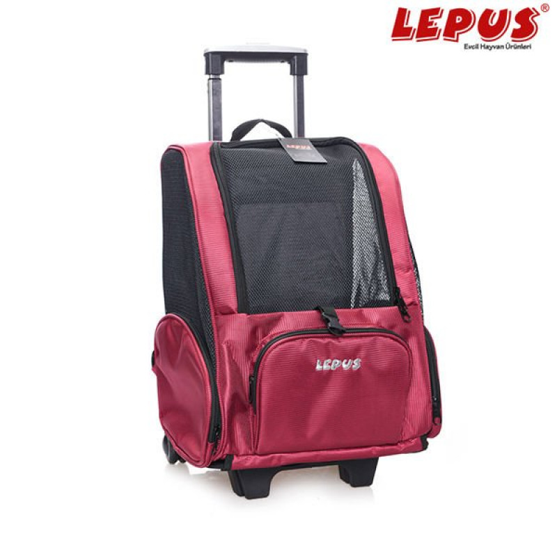 Lepus 35*30*50h cm Tekerlekli Sırt Çantası Bordo | Köpek Taşıma Çantası Ve Kafes Lepus 35*30*50h cm Tekerlekli Sırt Çantası Bordo | Köpek Taşıma Çantası Ve Kafes