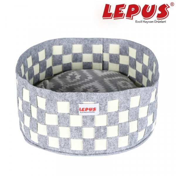 Lepus 40x17h cm Örgü Yatak Gri | Kumaş Köpek Yatağı