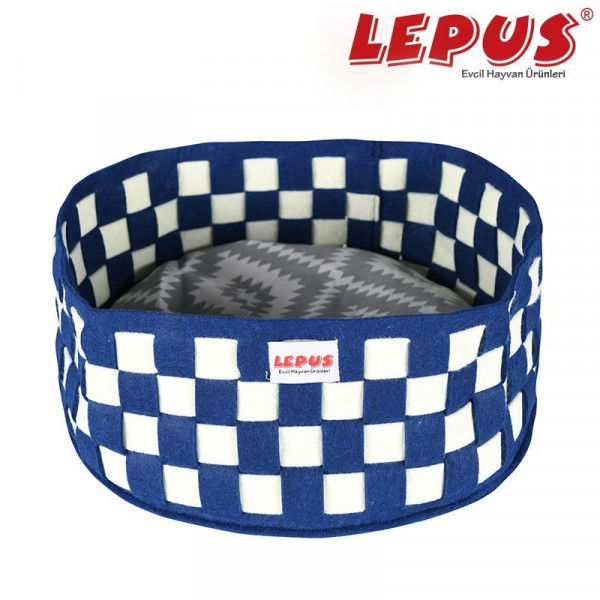 Lepus 40x17h cm Örgü Yatak Mavi | Kumaş Köpek Yatağı