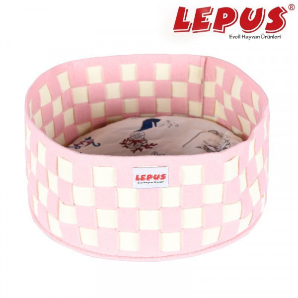 Lepus 40x17h cm Örgü Yatak Pembe | Kumaş Köpek Yatağı