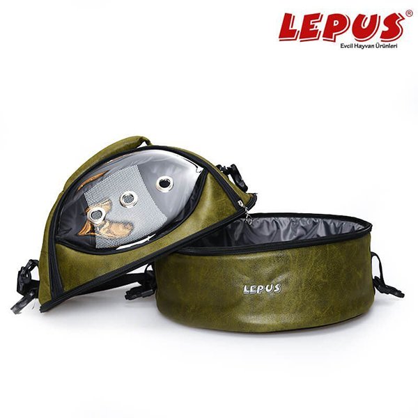 Lepus 40x40x40h Cm Ufo Üç Fonksiyonlu Küçük Irk Taşıma Çantası Deri Yeşil | Köpek Taşıma Çantası Ve Kafes