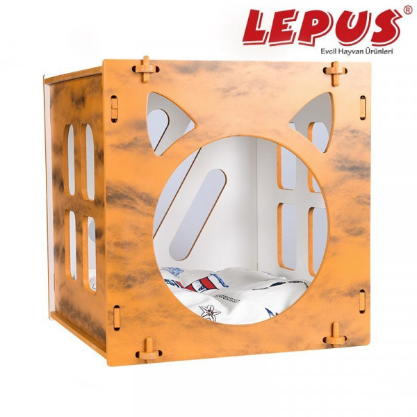 Lepus 40x40x45h cm Küp Yuva Hardal | Yuvalı Köpek Yatağı