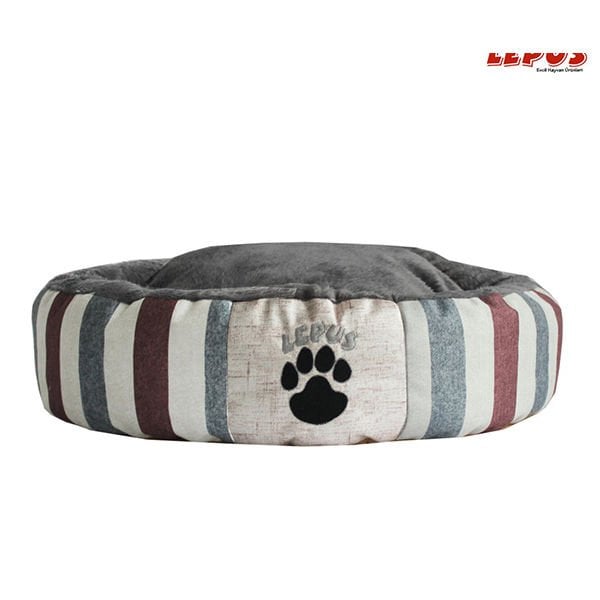 Lepus 57x16 Cm Yumuşak Dolgulu Peluş Simit Yatak Bordo | Peluş Kedi Yatağı