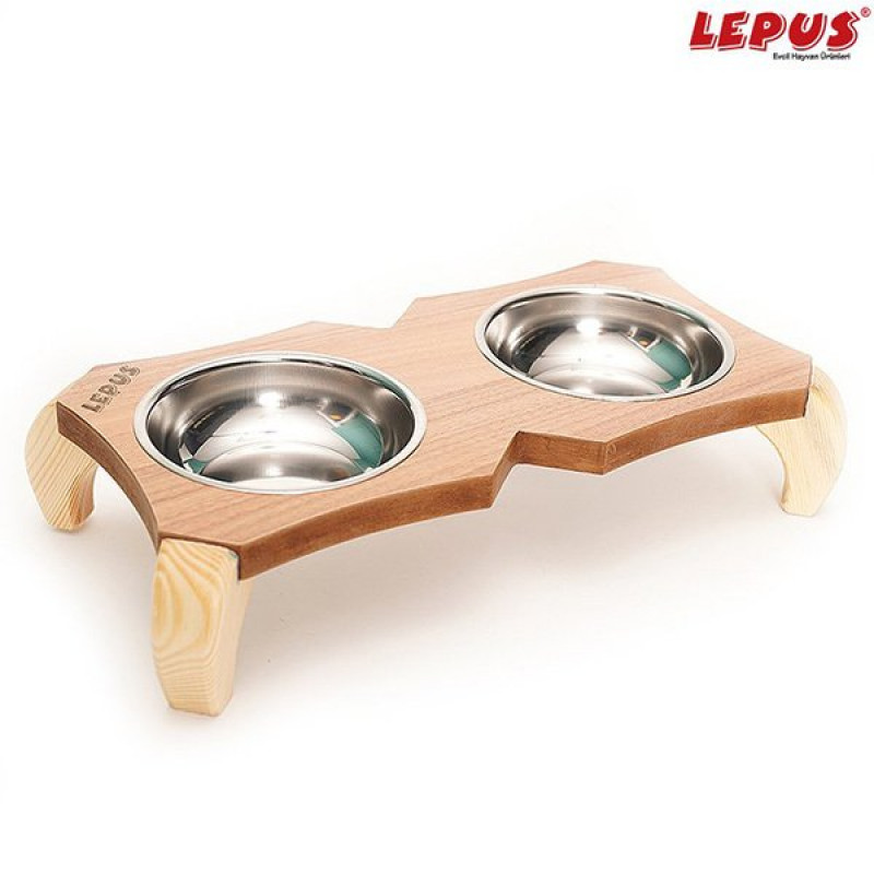 Lepus Ahşap Mama Kabı İkili | İkili Mama Ve Su Kabı Lepus Ahşap Mama Kabı İkili | İkili Mama Ve Su Kabı