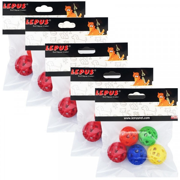 Lepus Zilli Top Üçgen Desen 5'Li Paket 5 Adet | Kedi Top Oyuncak