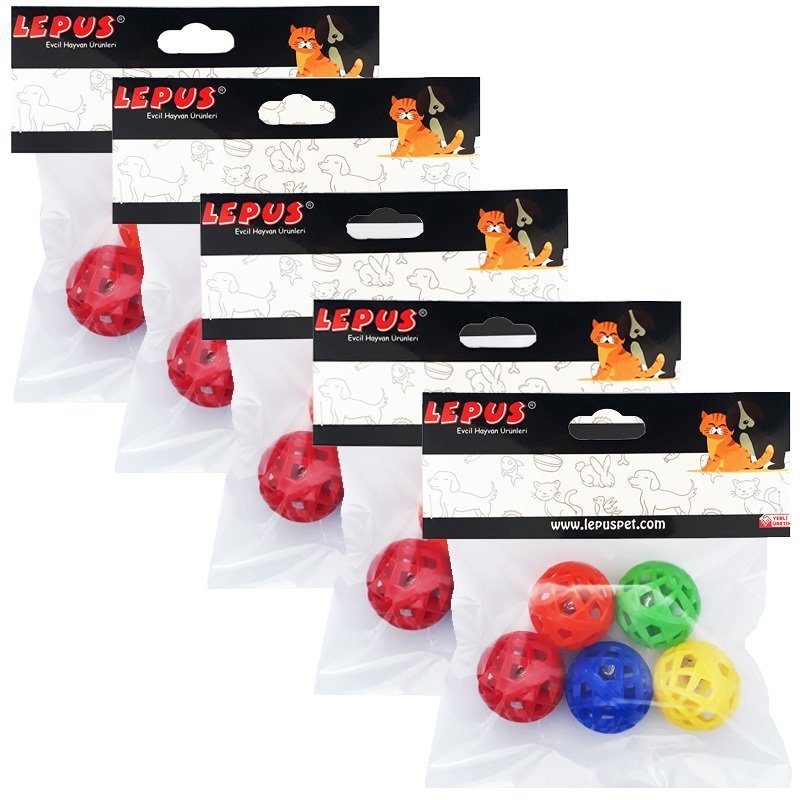 Lepus Zilli Top Üçgen Desen 5'Li Paket 5 Adet | Kedi Top Oyuncak Lepus Zilli Top Üçgen Desen 5'Li Paket 5 Adet | Kedi Top Oyuncak