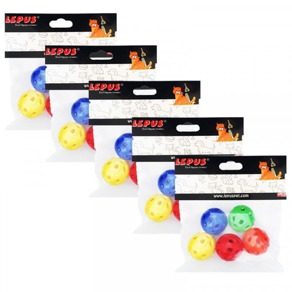 Lepus Zilli Top Yuvarlak Desen 5'Li Paket 5 Adet | Kedi Top Oyuncak