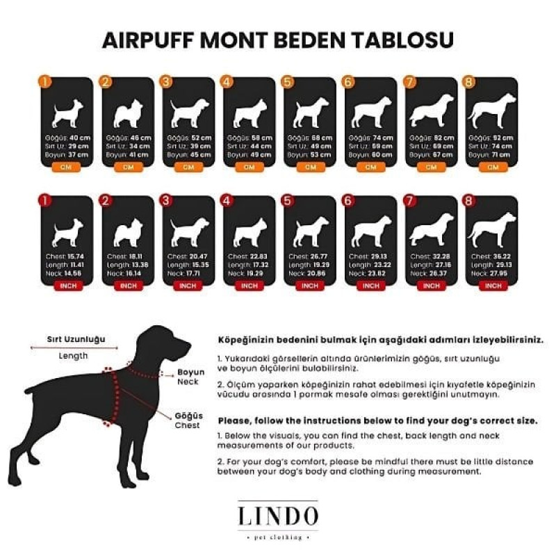 Lindo Dogs Air Puff Mango Köpek Montu Kahverengi Beden 3