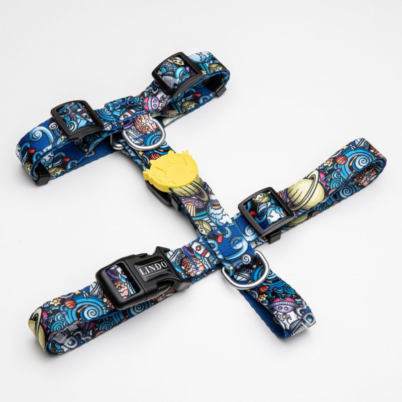 Lindo Dogs Apollo H Tipi Köpek Göğüs Tasması Mavi/Sarı Small