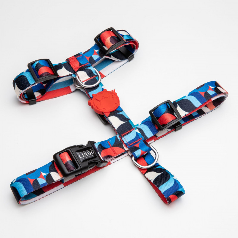 Lindo Dogs Red Line H Tipi Köpek Göğüs Tasması Kırmızı/Mavi Large