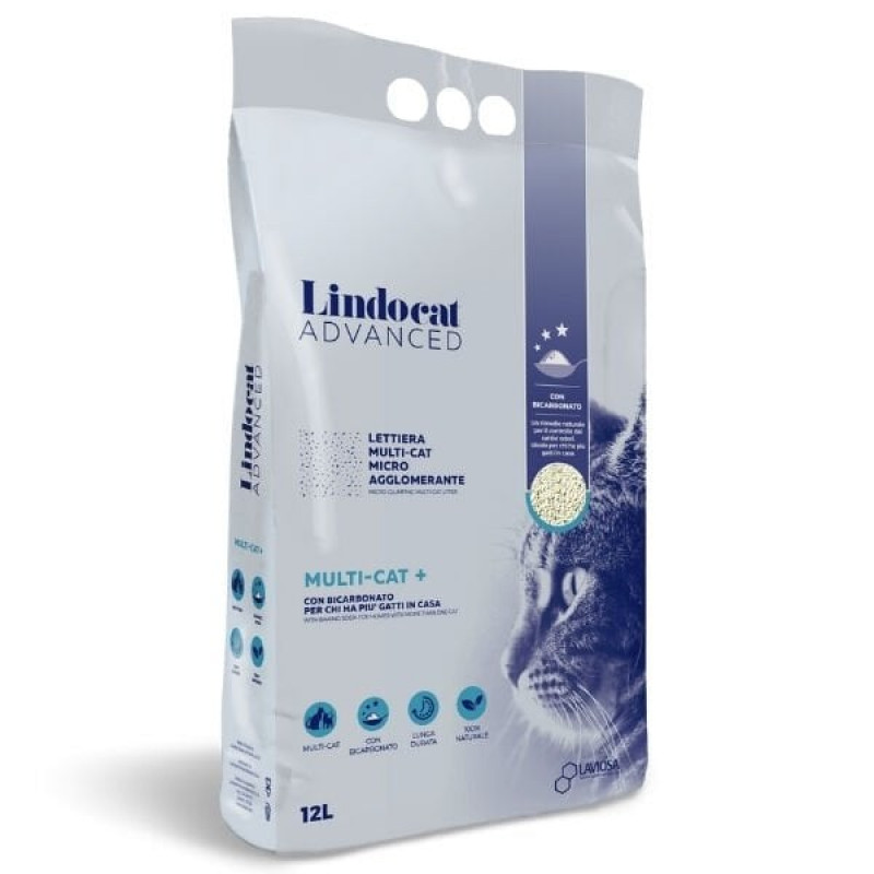 Lindocat Advanced Multicat 12 Lt Koku Önleyici Ekstra Güçlü Topaklanan Kedi Kumu 