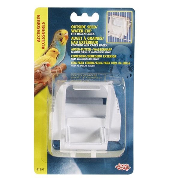 Living World Plastik Yem Kabı Beyaz | Kuş Yemliği