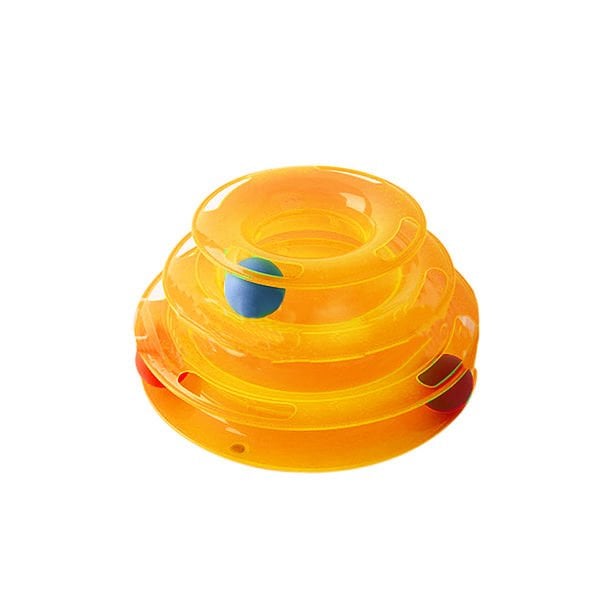 Love Pets 25x13 Cm Üç Katlı Toplu Yuvarlak Oyuncak Turuncu | Kedi Top Oyuncak