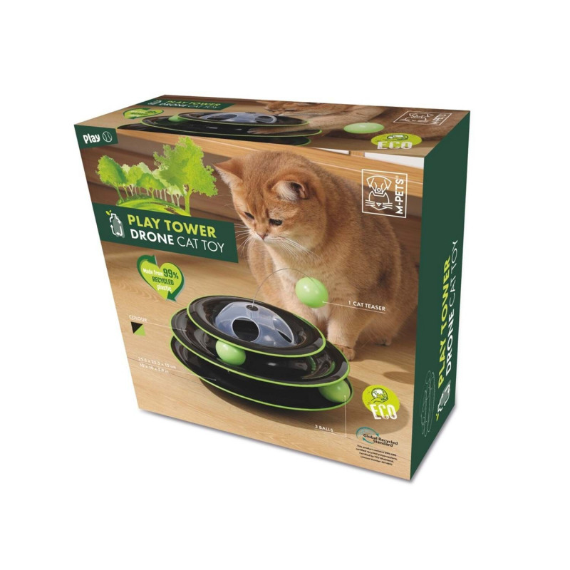 M-Pets 25 Cm Yaylı Dönen Top Kedi Oyuncağı Siyah