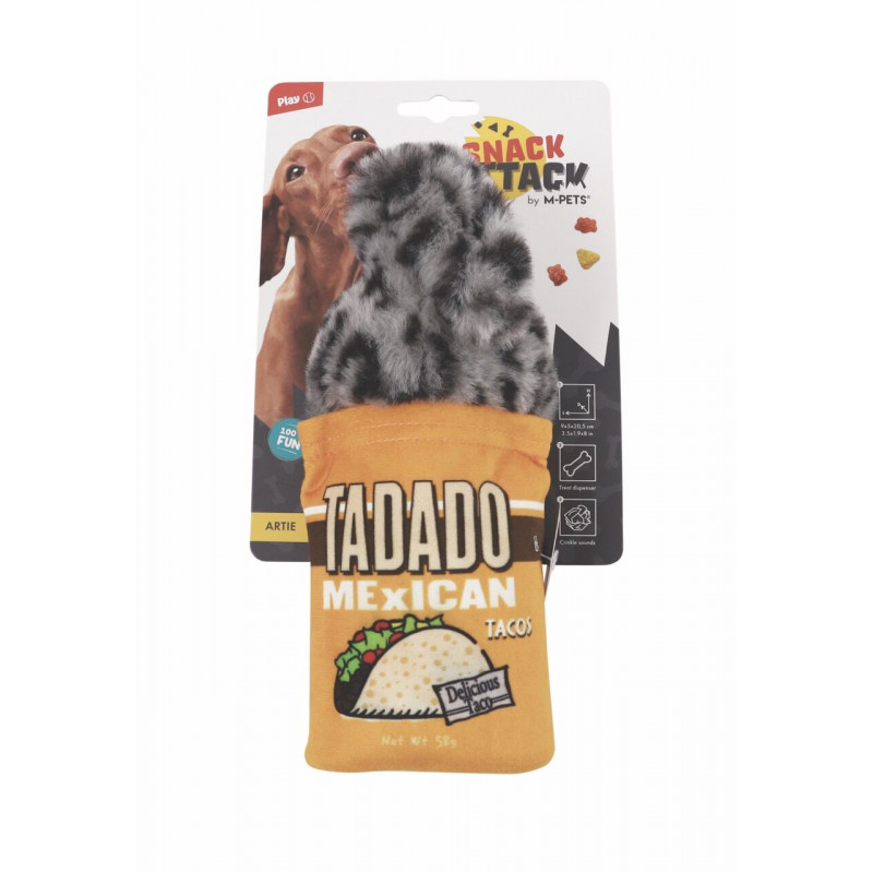 M-Pets Artie Ödül Hazneli Peluş Köpek Oyuncağı 9.2x5x20.5 Cm Gri/Turuncu