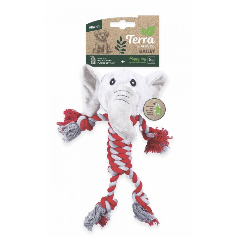 M-Pets Bailey Fil Peluş Köpek Oyuncağı 33x26x10 Cm Beyaz/Kırmızı