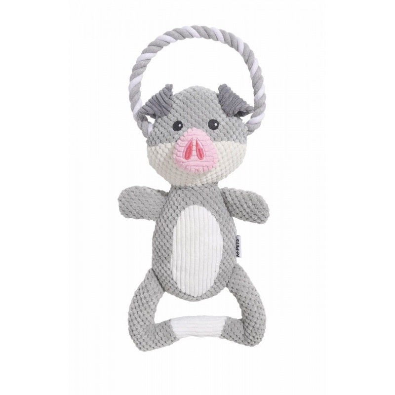 M-Pets Eco Chewtopia Domuz Peluş Kedi ve Köpek Oyuncağı 34x19x8 Cm Gri