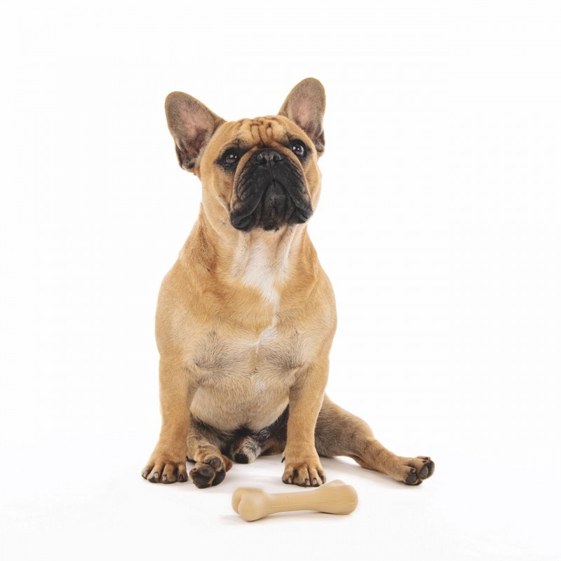 M-Pets Greenbo Natural Kemik Kauçuk Köpek Oyuncağı 15x4.5x3.5 Cm Medium Krem