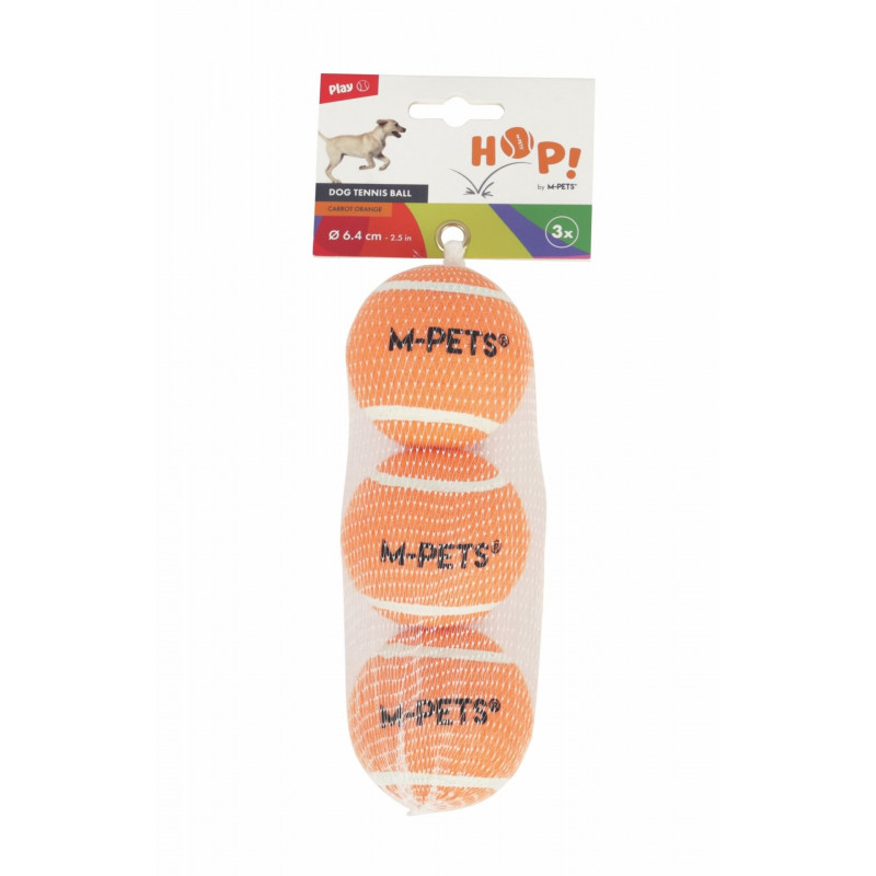 M-Pets Hop Tenis Topu Köpek Oyuncağı 6.4 Cm 3 Adet Turuncu