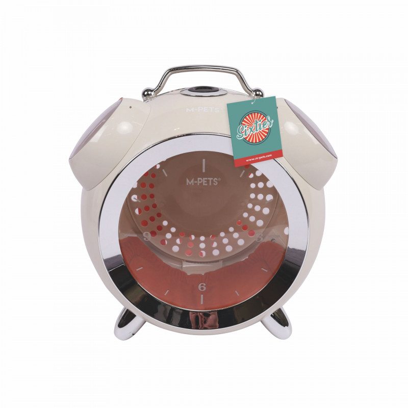 M-Pets Sixties Saat Şeklinde Kedi ve Küçük Irk Köpek Taşıma Çantası 40x44x26 Cm Beyaz