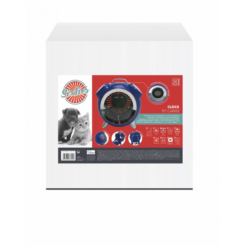 M-Pets Sixties Saat Şeklinde Kedi ve Küçük Irk Köpek Taşıma Çantası 40x44x26 Cm Mavi